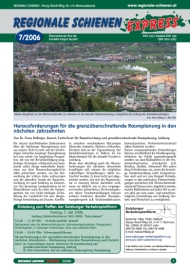 Regionale Schienen Express 7/2006: Herausforderungen fr die grenzberschreitende Raumplanung in den nchsten Jahrzehnten (Titelbild)