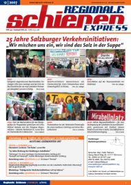 Regionale Schienen Express 12/2007: 25 Jahre Salzburger Verkehrsinitiativen:<br>„Wir mischen uns ein, wir sind das Salz in der Suppe“ (Titelbild)