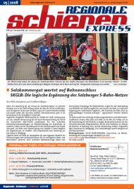 Regionale Schienen Express 5/2008: Salzkammergut wartet auf Bahnanschluss<br>SKGLB: Die logische Ergänzung des Salzburger S-Bahn-Netzes (Titelbild)