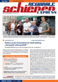 Regionale Schienen Express 9/2011: Petition an den Gemeinderat der Stadt Salzburg „Vorrang für Lebensqualität“ (Titelbild)